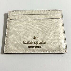 NWT Kate Spade Ivory Leather Card Holder Wallet with Iconic Logo‎